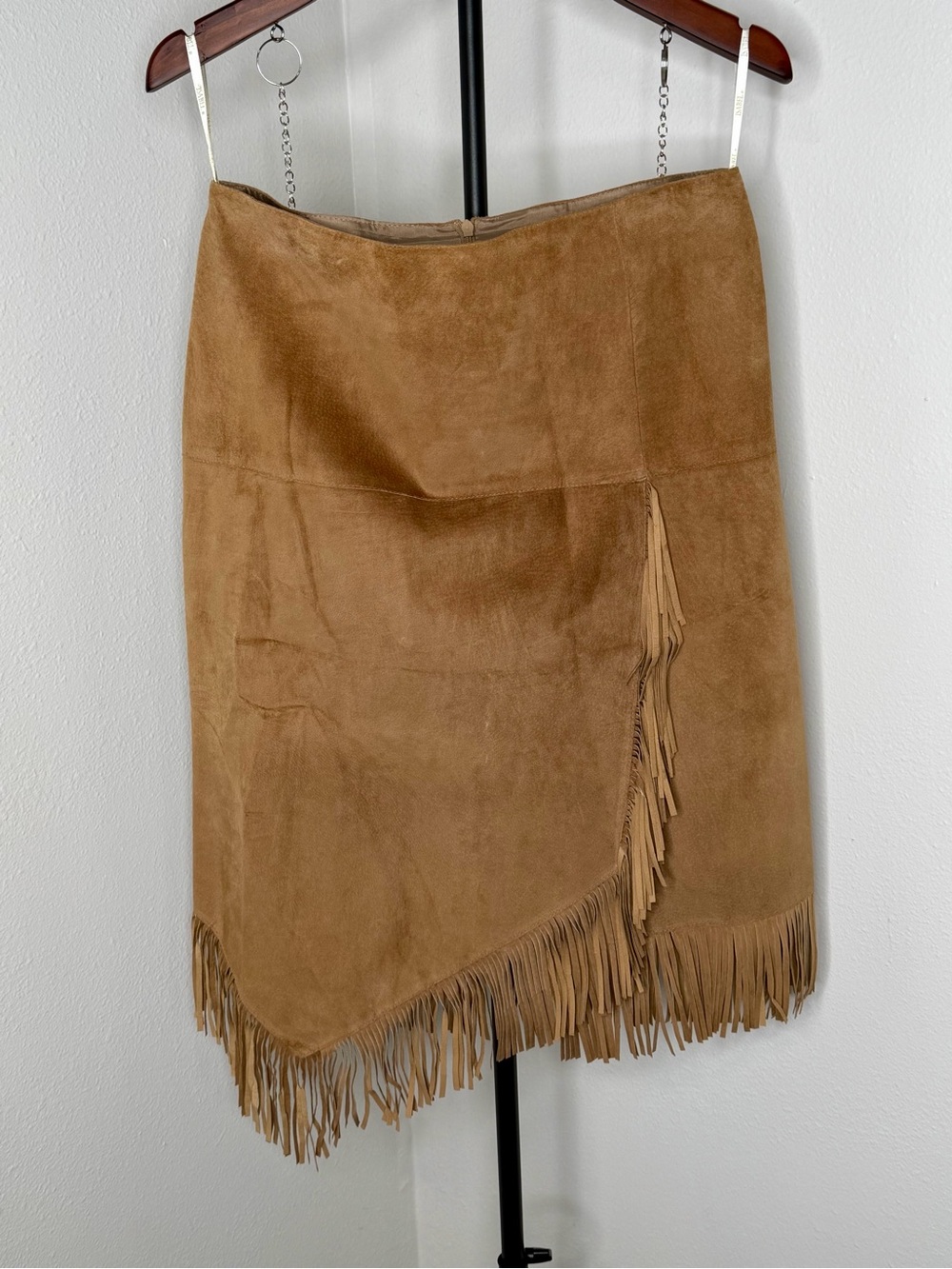 Isabel Asymmetrical Fringe Leather Skirt Size 8